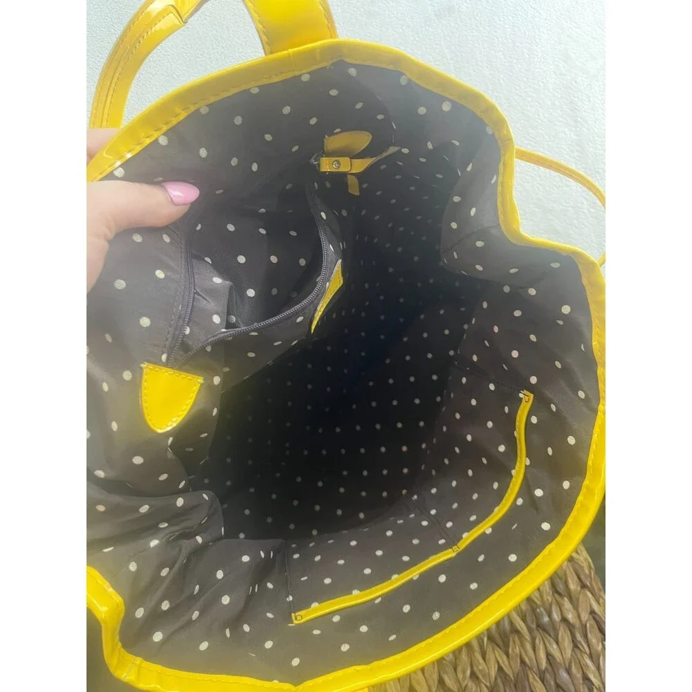 Kate Spade New York Striped Tote Zip Top Double Handles Yellow Lining Pockets